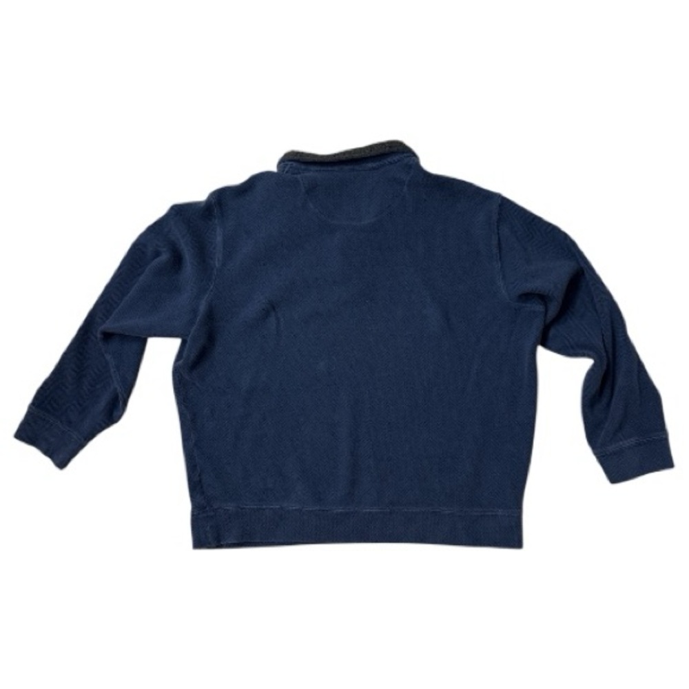 Lands’ End Blue Men’s Quarter-Zip Pullover XXL Sherpa Collar Cotton Knit Sweater - Picture 3 of 7
